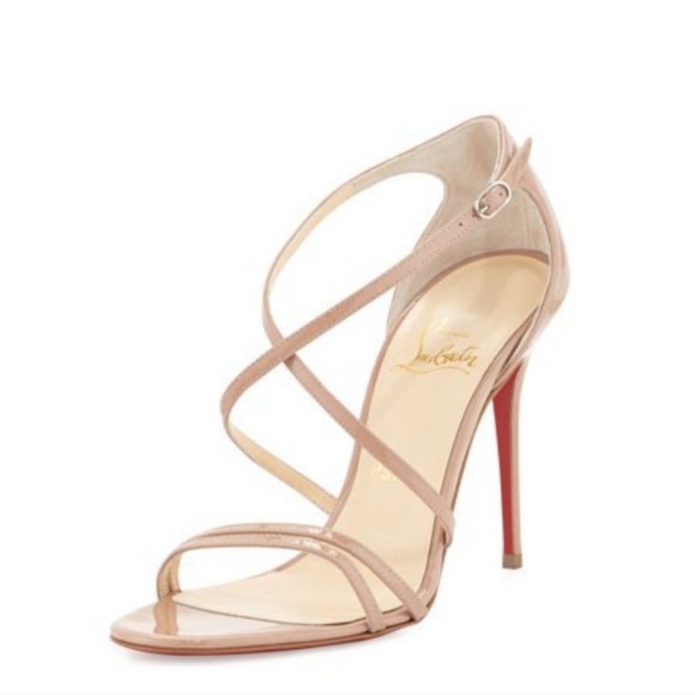 Christian Louboutin Tan Stiletto Heels Strappy Design